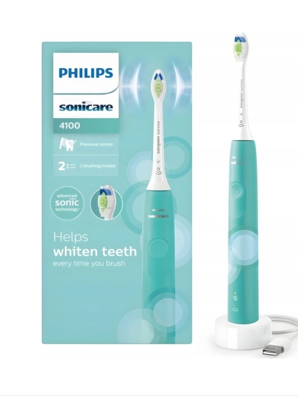 Philips Sonicare 4100 Electric Toothbrush 7x Plaque Removal Recharheable NIB